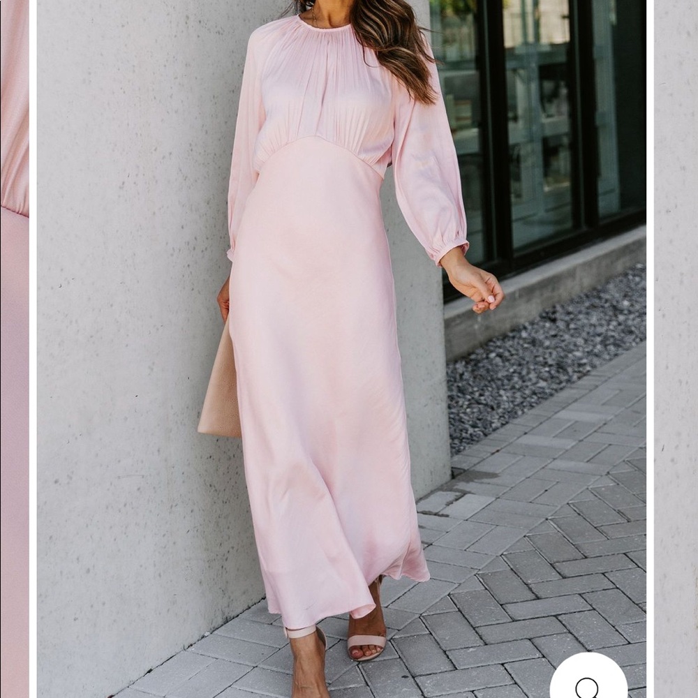 NIBWT PINK SATIN MAXI DRESS